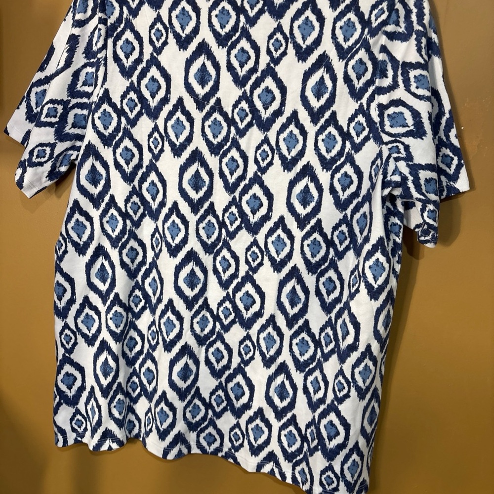 HC600 Denim&Co Blue And White Shirt Size 1X Short Sleeve A396663 - Picture 7 of 7